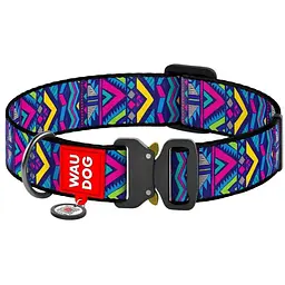 Нашийник для собак Waudog Nylon Інді, з QR паспортом, металева пряжка-фастекс, XXL, 43-70х3,5 см