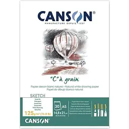 Склейка для ескізів та рисунку Canson Càgrain А5 (14.8х21см) 125г/м2 30л білий папір