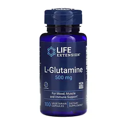 L-глютамін Life Extension (L-Glutamine) 500 мг 100 веганських капсул