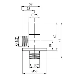 Кран приладовий кутовий Karro KR-03122А латунь 1/2"х1/2" Хром 30412 - мініатюра 2