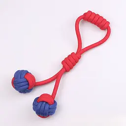 Іграшка для собак Derby Dog Rope Toy - 2 Balls with Long Handle - мініатюра 1