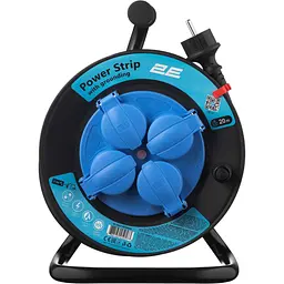 Мережевий фільтр 4XSchuko на котушці, ІР44, 3G*1.5мм, 20м, чорний (2E-CR4315IP44M20) - мініатюра 2