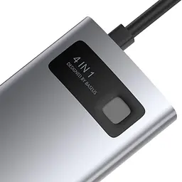 USB-хаб Baseus Metal Gleam Series 4-in-1 Multifunctional Type-C HUB Docking Station Gray(Type-C to HDMI*1+USB3.0*1+USB2.0*1+PD*1) (CAHUB-CY0G) - мініатюра 5