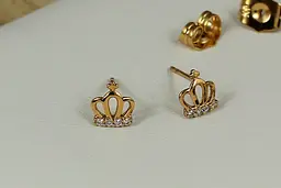 Сережки гвоздики Xuping Jewelry корона 7 мм золотисті - мініатюра 2
