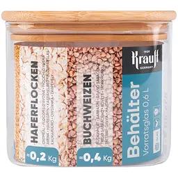 Банка для сипучих продуктів Krauff скляна з бамбуковою кришкою 600 мл (29-199-023) - мініатюра 6