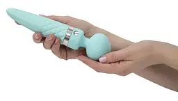 Вібромасажер 2в1 PILLOW TALK - Sultry Teal, класичний масажер і вібратор з ротацією, підігрів - мініатюра 5