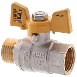 Кран кульовий Koer KR.218.G - 1/2" FM ГШМ Yellow, ручка "метелик" жовта KR0036 - мініатюра 2