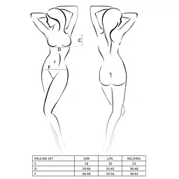 Комплект білизни Passion PAULINE Set black: стрепи: ліф L/XL - мініатюра 7