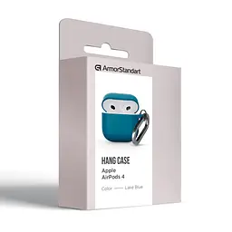 Силіконовий чохол для навушників Apple AirPods 4, Hang Case, синій, ультратонкий захисний кейс товщиною 2 мм, захист від подряпин, пилу та ударів, компактний, з карабіном для кріплення, ArmorStandart (ARM81281) - мініатюра 8