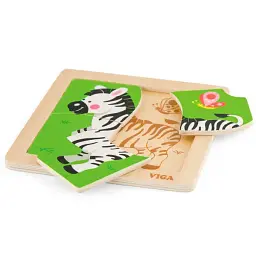 Дерев'яний міні-пазл Viga Toys Зебра 4 елементи (51317) - мініатюра 2