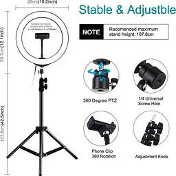 Кольцевая USB LED лампа Puluz PKT3035 10" + штатив 1.1 м - мініатюра 3