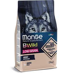 Сухий корм Monge BWild Adult Goose Низкозерновий собак усіх порід на основі м'яса гусака 2,5 кг
