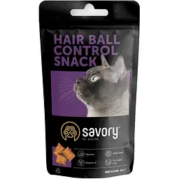 Хрусткі ласощі Savory Snack Подушечки для заохочення котів, контроль вовняних кульок 60 г (31485)