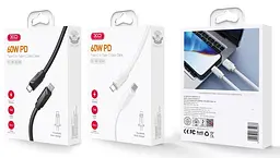 USB Кабель XO NB-Q233B Type-C-Type-C 60W 3A 1.0m Білий - мініатюра 2