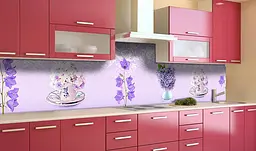 Кухонний фартух Дзвіночки вінілова наклейка для кухні ПВХ польові Квіти Фіолетовий 60х200 см Happy Pocket Z181306 - мініатюра 3
