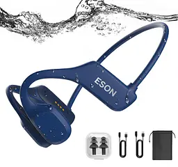 Кісткові навушники для плавання з памʼятю 32 ГБ ESON X23 з MP3 плеєром, Bluetooth 5.3 сині - мініатюра 2