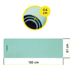 Килимок спортивний Cornix TPE 183 x 61 x 0.6 см для йоги та фітнесу XR-0492 Mint/Navy Blue - мініатюра 6