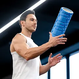 Масажний ролик Gymtek для йоги та фітнесу EVA 33*14см синій - мініатюра 2