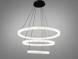 Підвісна LED люстра до 30 м2 Diasha 1712/800+600+400ABK, три кільця, чорна, 125 W