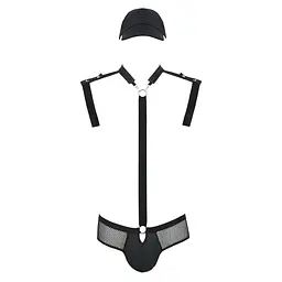 Комплект еротичної чоловічої білизни Passion 038 JOHN SET L/XL Black, боді, кепка - мініатюра 3