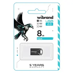 USB флеш накопичувач Wibrand 8GB Hawk Black USB 2.0 (WI2.0/HA8M1B) - мініатюра 2