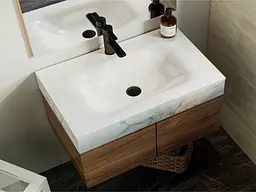 Умивальник Miraggio JESSEL 700 (0000750) Miramarble, Глянцевий, Накладний/Врізний, Білий - мініатюра 7