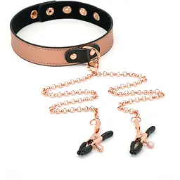 Нашийник із затискачами для сосків Liebe Seele Rose Gold Memory Collar With Nipple Clamps - мініатюра 8