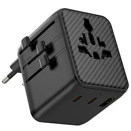 Мережеві універсальні перехідники UA011 Warrior GaN 25W + 1USB-A/2C Black Wiwu teh0030544
