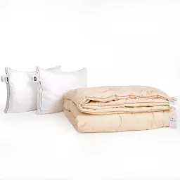Набір MirSon вовна №9550 Gold Camel Hand Made Wool зима ковдра 200х220 см + 2 подушки білий (2200010806281) - мініатюра 2