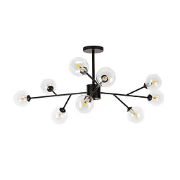 Люстра стельова Levistella 7529806-9 BK+CL, G9, 9 плафонів, діаметр 950 мм, чорний метал + скло, сучасний стиль для дому