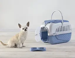 Миска для корму пластикова подвійна Doppia Small 21x11,5x3h, 0,3 л, синій - мініатюра 2
