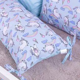 Захисна подушка-борт MirSon Kids Time 18-0006 Rainbow Unicorn, синя, 4 шт. - мініатюра 3