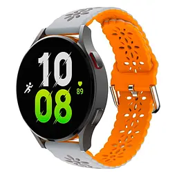 Ремінець для Garmin Forerunner 55 Forerunner 245 Forerunner 645 - сіро-жовтогарячий ширина кріплення 20мм силікон Watchbands Flower (W38-6WB59976665) - мініатюра 2