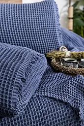 Вафельне покривало Norah Indigo 240x260см +2 наволочки 50x70см Saheser pbe0052237 - мініатюра 3