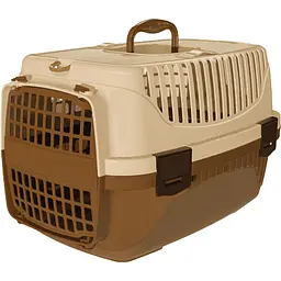 Переноска для котів і собак Irak Plastik PT-100, 55 x 36.5 x 33 см коричнево-бежева