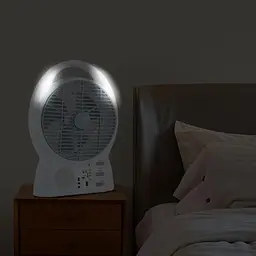Вентилятор портативний Solar з USB, Bluetooth, MP3, FM-радіо / Акумуляторний вентилятор з LED підсвічуванням, 2 швидкості, 6Вт 5500 мАг - мініатюра 4