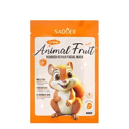 Маска для обличчя живильна Sadoer Squirrel Animal Fruit Orange тканинна 25 г
