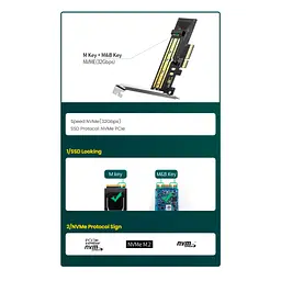 Контролер Ugreen PCI-E 3.0 for SSD M.2 NVMe + M.2 NGFF CM302 (70504) - мініатюра 6