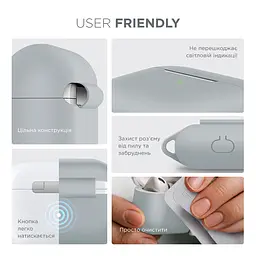 Силіконовий чохол для навушників Apple AirPods Pro, Hang Case, блакитний, ультратонкий захисний кейс товщиною 2 мм, захист від подряпин, пилу та ударів, компактний, з карабіном для кріплення, ArmorStandart (ARM56060) - мініатюра 5