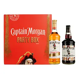 Уцінка.  Набір Captain Morgan Party Box: Ромовий напій Captain Morgan Spiced Gold, 0,7 л, 35% + Ромовий напій Captain Morgan Spiced Black, 0,7 л, 40% 