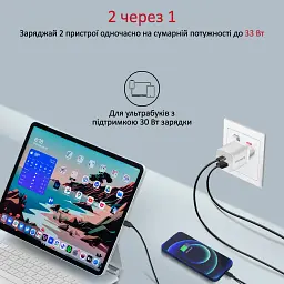 Зарядний пристрій Promate 33W USB-C + USB-A (powerport-33.white) - мініатюра 4