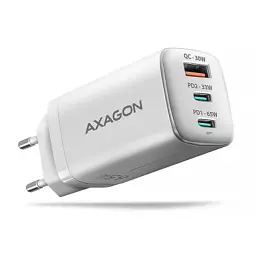Зарядний пристрій AXAGON 1xUSB + 2xUSB-C 65W QC4+ PD3.0 PPS white (ACU-DPQ65W)