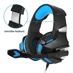 Дротова гарнітура Hunterspider Gaming with LED V3, USB, 3.5mm, 2.2m, black-blue - мініатюра 2