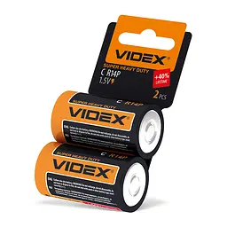 Батарейка сольова Videx R14P/C 2шт SHRINK CARD VIDEX (21155-000)