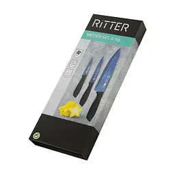 Набір із 3-х ножів Ritter + дошка обробна пластикова SolideStein