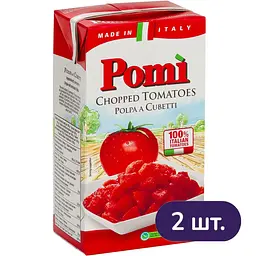 Набор 1+1: томаты Pomi нарезанные кубиками очищенные 1 кг x 2 шт.