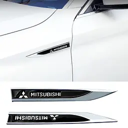 Емблема крила Mitsubishi 2шт 148×18мм чорні (метал) - мініатюра 3