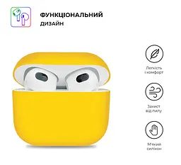 Силіконовий чохол для навушників Apple AirPods 3, Ultrathin Silicone Case, жовтий, захисний чохол, ультратонкий і легкий, захист від подряпин і пилу, м"який силікон, ArmorStandart (ARM60299) - мініатюра 2