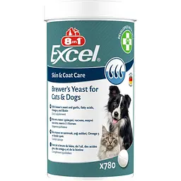 Вітаміни для собак та котів 8in1 Excel Brewers Yeast для шкіри та вовни пивні дріжджі з часником 780 шт (661829)