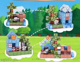 Магнітний конструктор Minecraft 100 шт + ПОДАРУНОК 3 фігурки по грі Майнкрафт Будинок з пандами Mk001001 - мініатюра 6